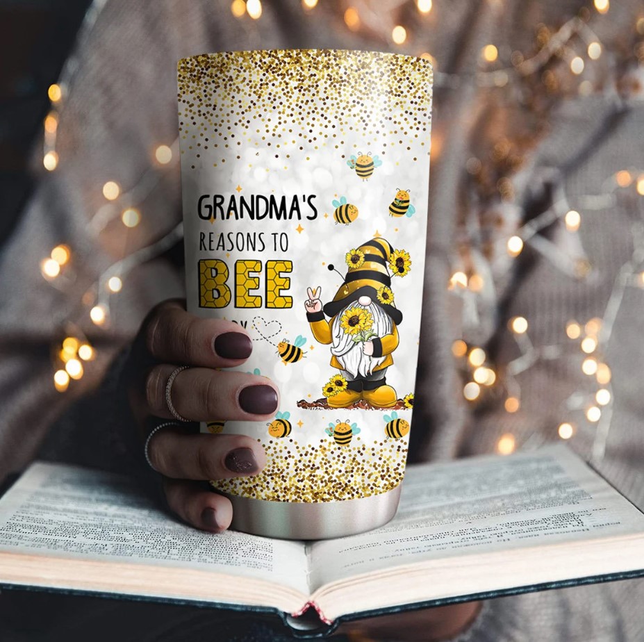 Personalized Grandma Tumbler Gnomes 20oz Tumbler Grandma Reason To Bee Personalized Tumbler For Mimi Custom Grandkid Names